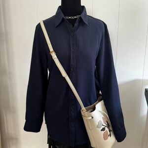 Classic Navy Button Down Blouse